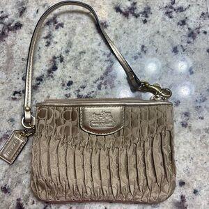 ❌SOLD❌rare Coach Signature Madison Gold Gathered Pleated Handbag/wristlet